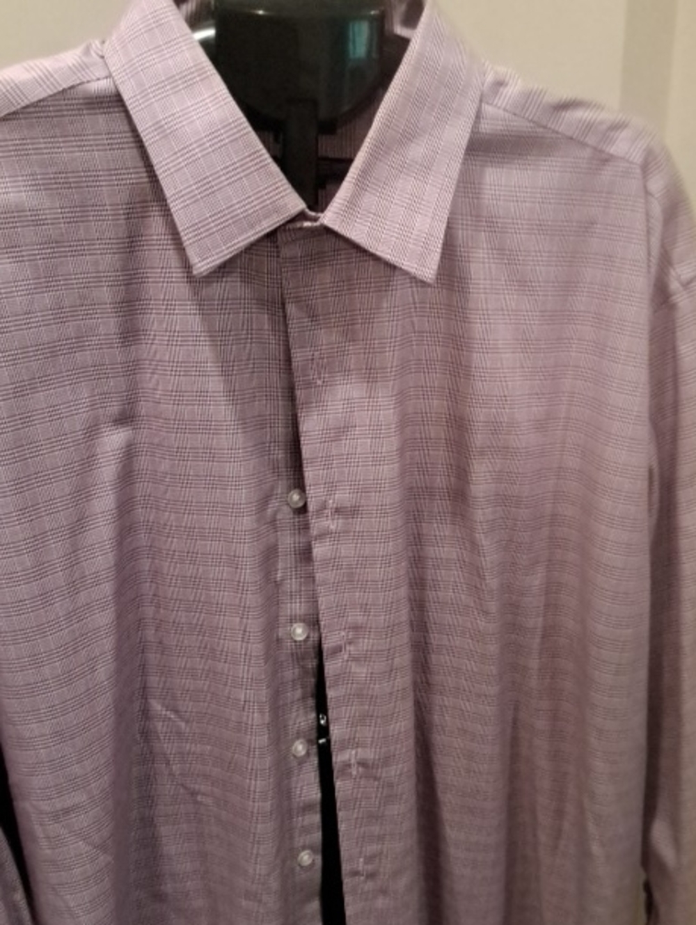 Jones New York Lavender Plaid Dress Shirt - Collared Button-Up